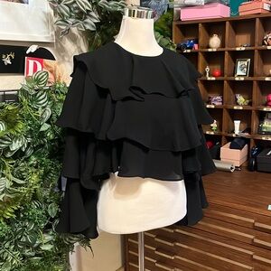 sister jane black ruffle top sz S